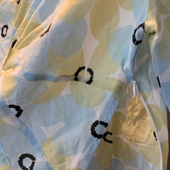 Philippe Adec Paris Small Silk Blouse Floral White Blue Side Zip - Picture 10 of 13